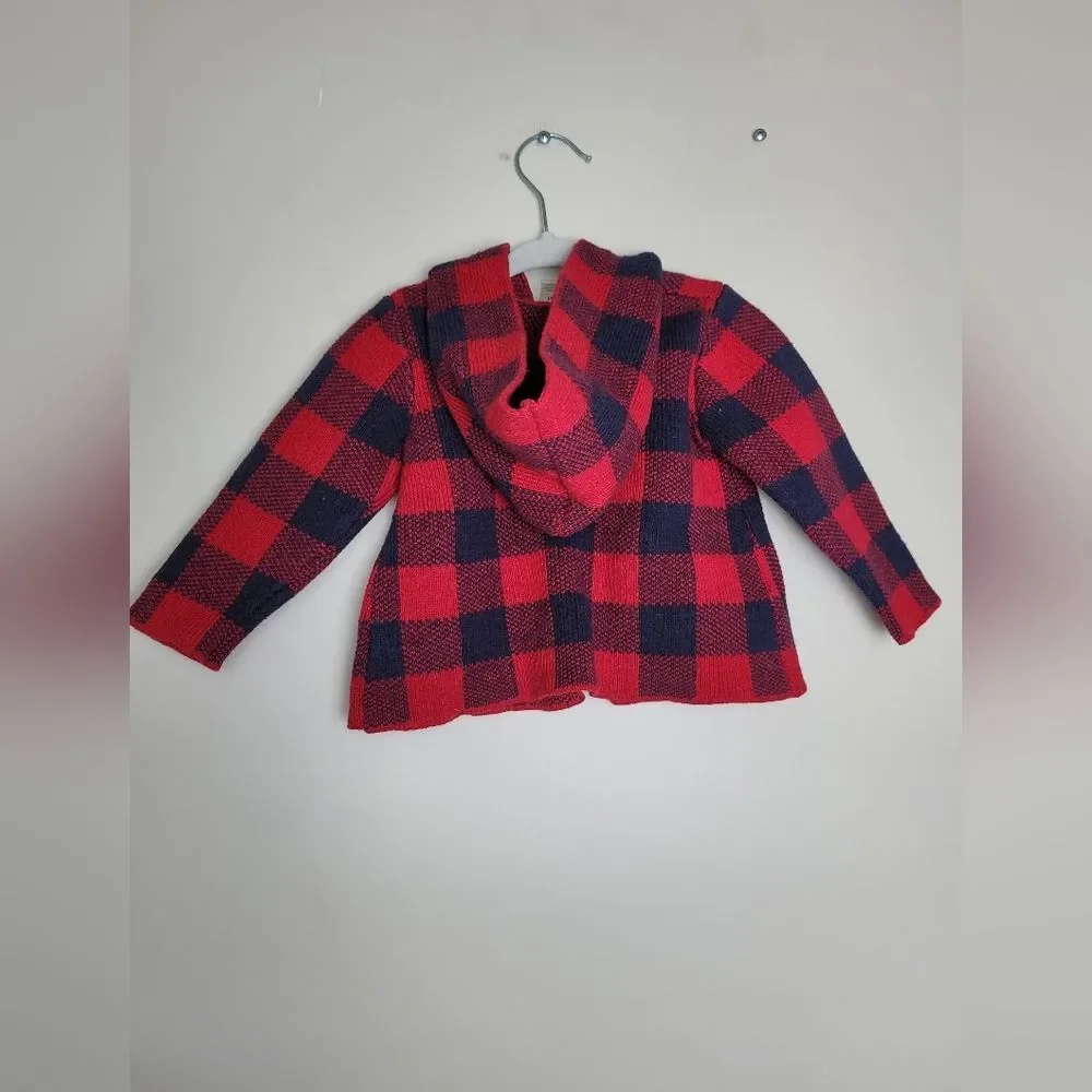 OshKosh B'Gosh Wool Blend Plaid Jacket Toggle Red Blue Size 18 Months Unisex